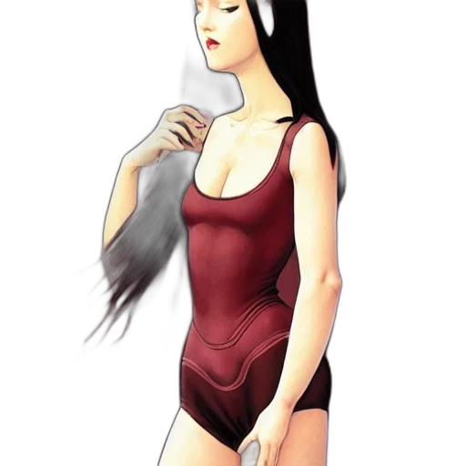 dress, hair, staff, concept art transparent PNG cut-out
