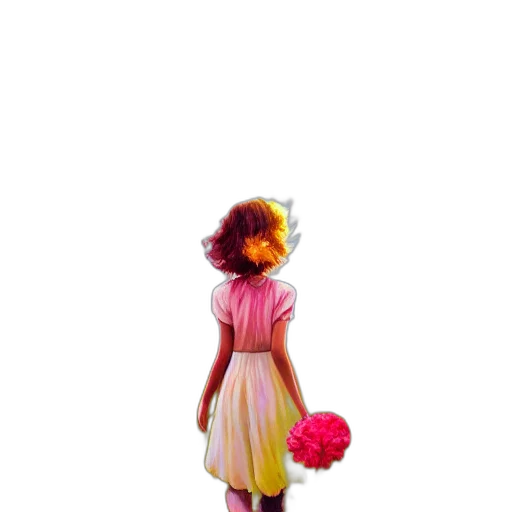 dress, flower, staff, hair transparent PNG cut-out