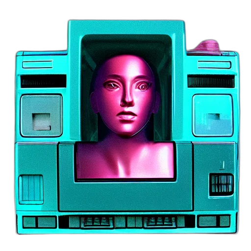 robot, face, jewelry, vaporwave transparent PNG cut-out
