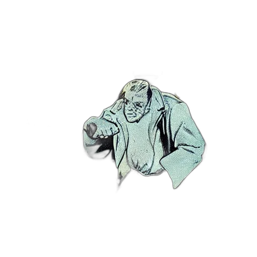 jacket, creature, mask, staff transparent PNG cut-out