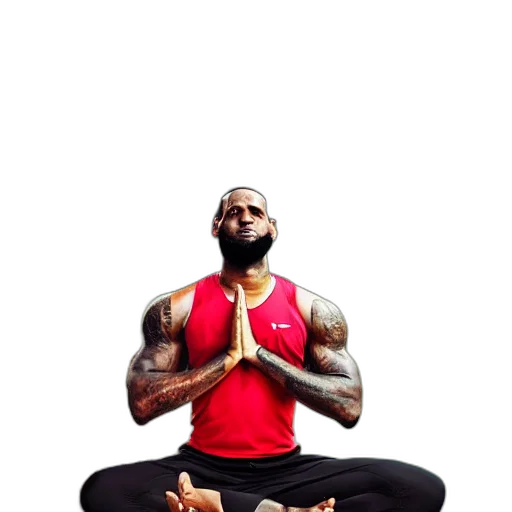lebron, james, doing, yoga transparent PNG cut-out