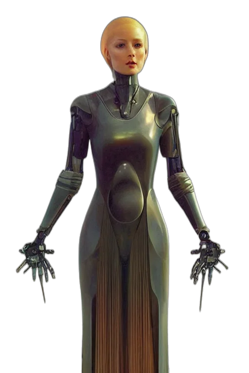 robot, dress, staff, concept art transparent PNG cut-out