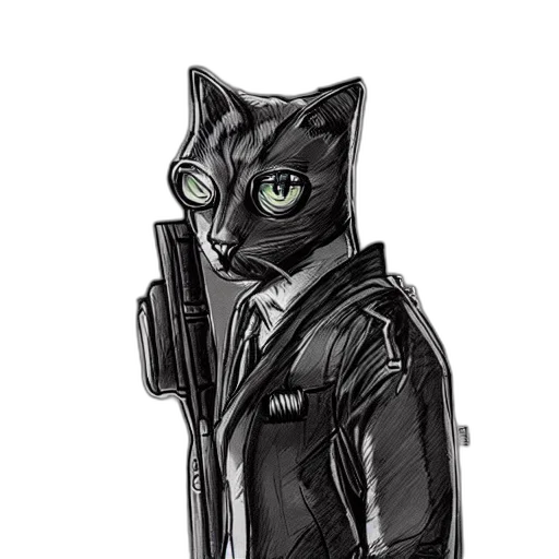 jacket, staff, comic book art, cyberpunk transparent PNG cut-out