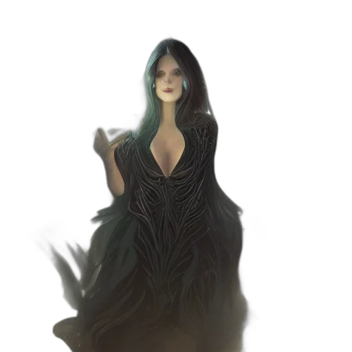dress, creature, mask, staff transparent PNG cut-out