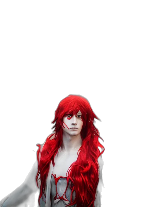 hair, dress, creature, staff transparent PNG cut-out