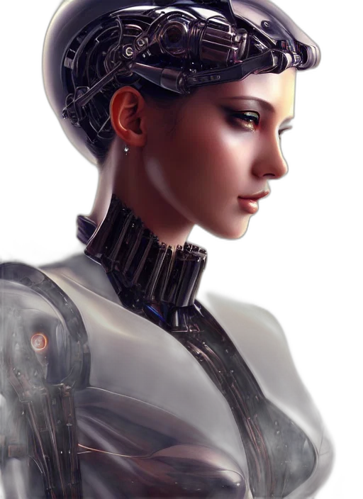 robot, crown, cyberpunk, concept art transparent PNG cut-out