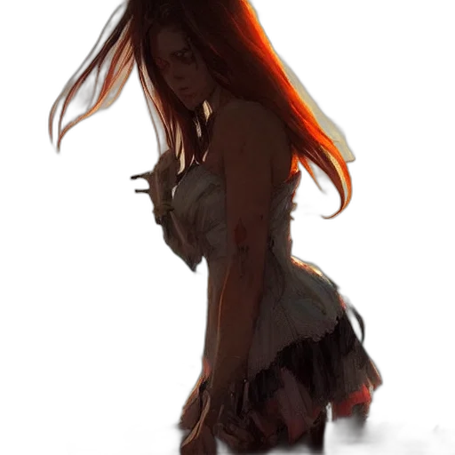 dress, weapon, creature, hair transparent PNG cut-out