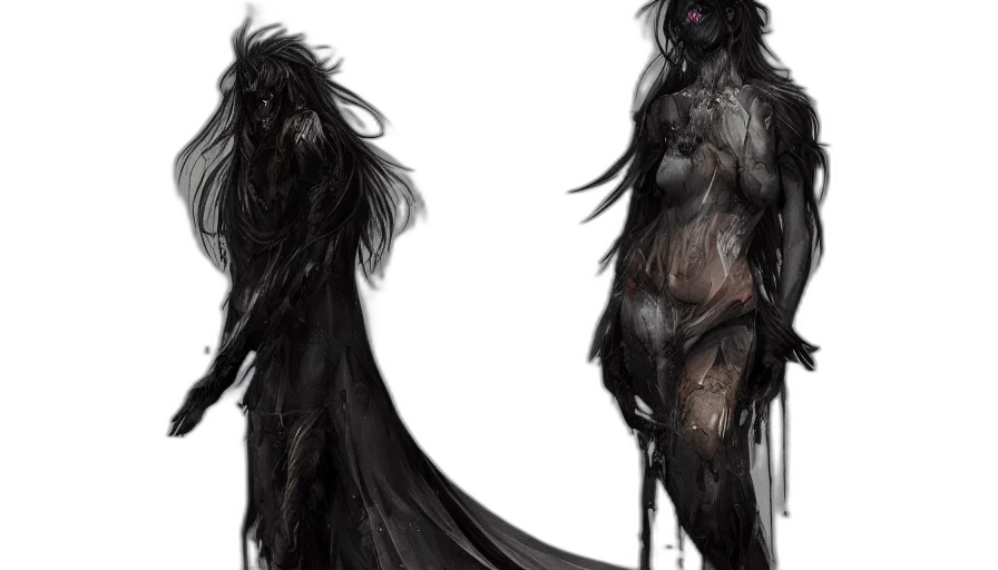 dress, creature, hair, concept art transparent PNG cut-out
