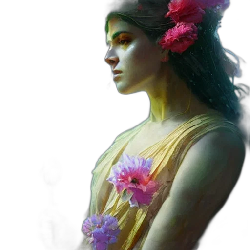 crown, dress, flower, face transparent PNG cut-out