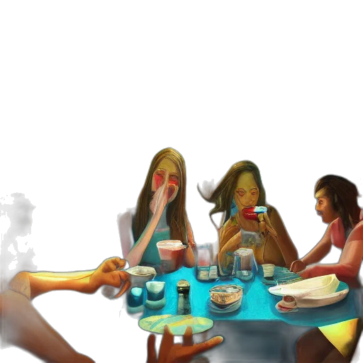 food, concept art, 3d render, vaporwave transparent PNG cut-out