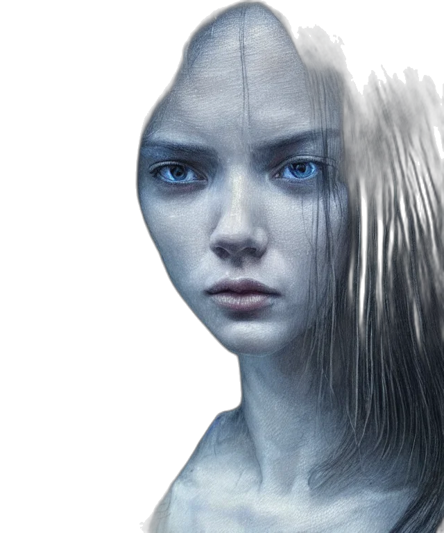 face, robot, hair, mask transparent PNG cut-out
