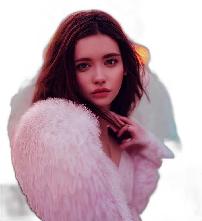 jacket, face, jewelry, hair transparent PNG cut-out