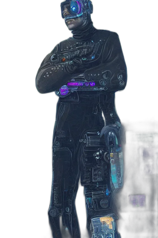 robot, jacket, staff, weapon transparent PNG cut-out