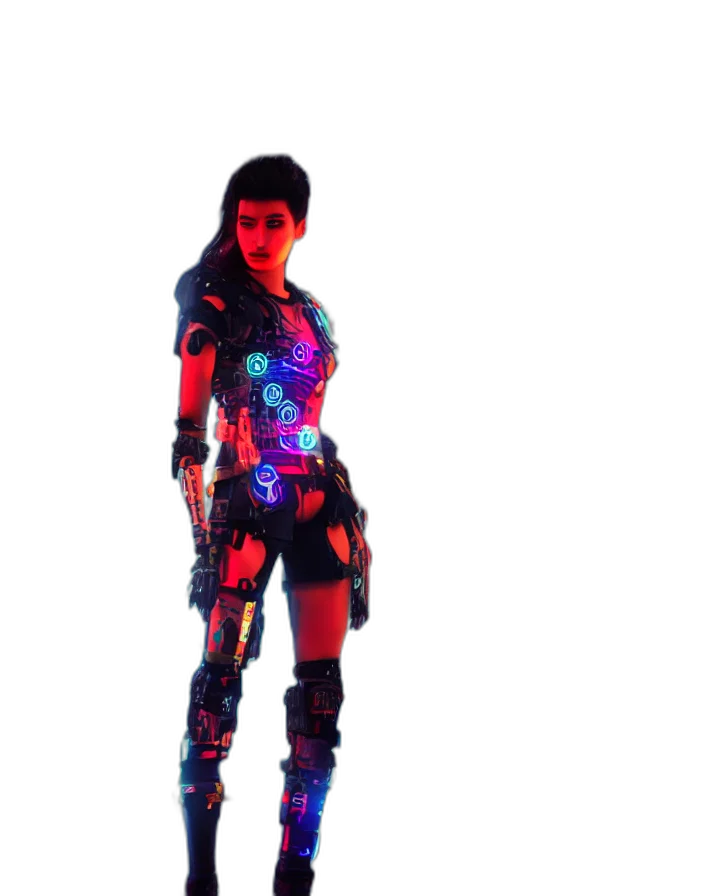 robot, jacket, dress, cyberpunk transparent PNG cut-out