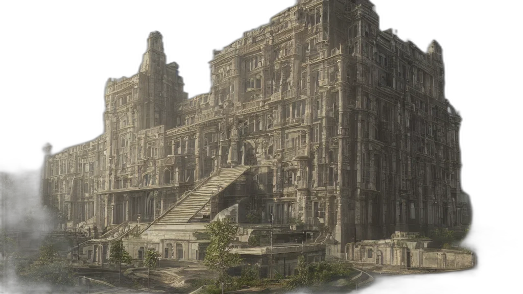 building, concept art, 3d render, photorealistic transparent PNG cut-out