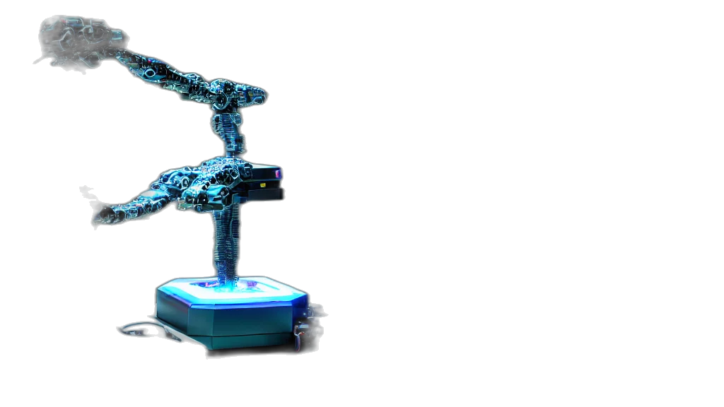 robot, weapon, 3d render, cyberpunk transparent PNG cut-out