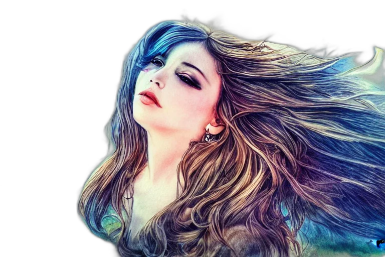 hair, face, dress, photorealistic transparent PNG cut-out