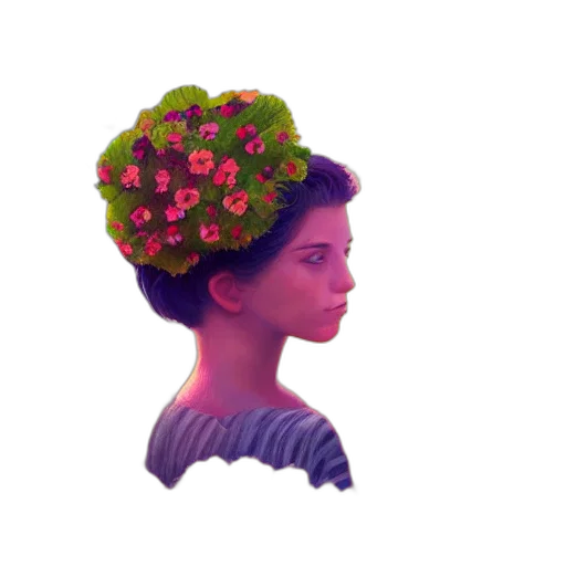 crown, hat, flower, face transparent PNG cut-out