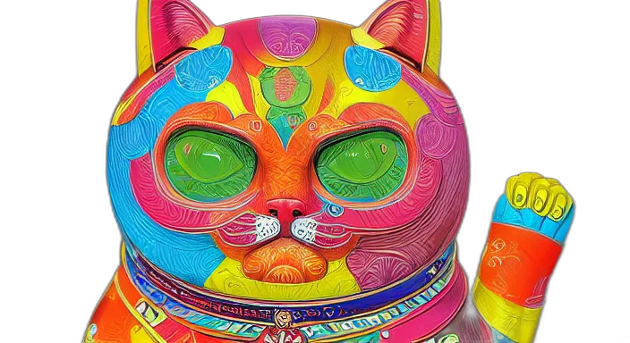 mask, photorealistic, colourful, maneki transparent PNG cut-out