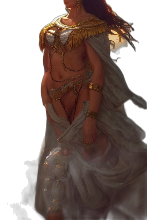 dress, staff, jewelry, fantasy art transparent PNG cut-out