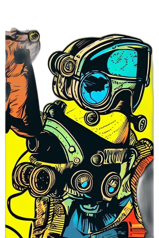 robot, mask, weapon, jacket transparent PNG cut-out