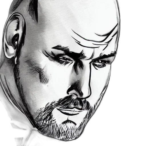 face, staff, comic book art, photorealistic transparent PNG cut-out