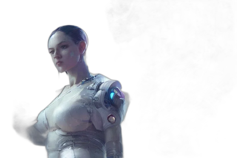 robot, concept art, cyberpunk, 3d render transparent PNG cut-out