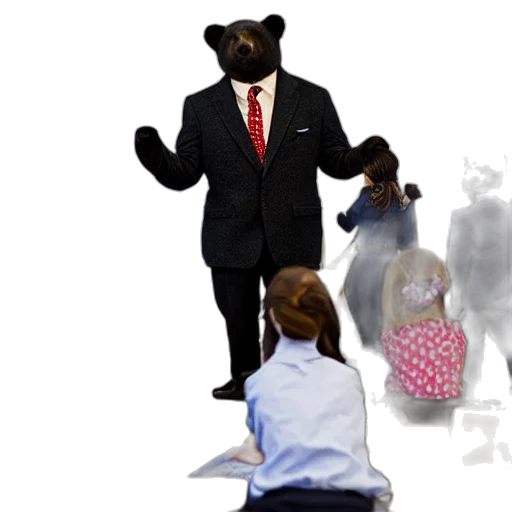 staff, concept art, bear, wearing transparent PNG cut-out