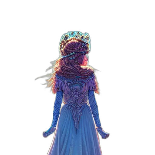 dress, crown, jewelry, staff transparent PNG cut-out