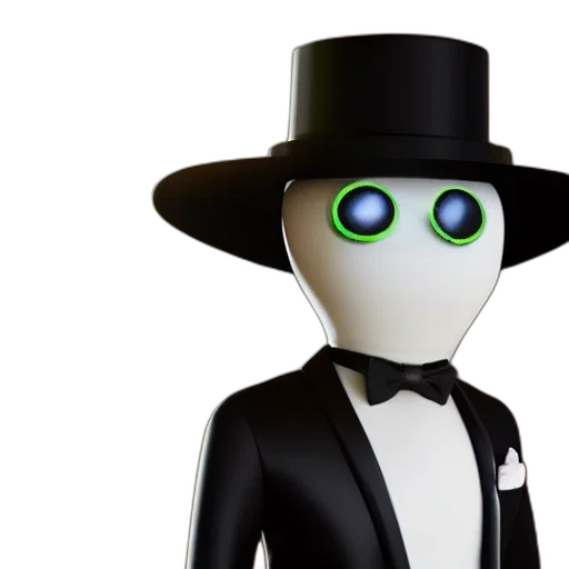 robot, hat, 3d render, concept art transparent PNG cut-out