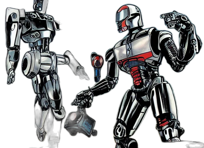 robot, concept art, comic book art, 3d render transparent PNG cut-out