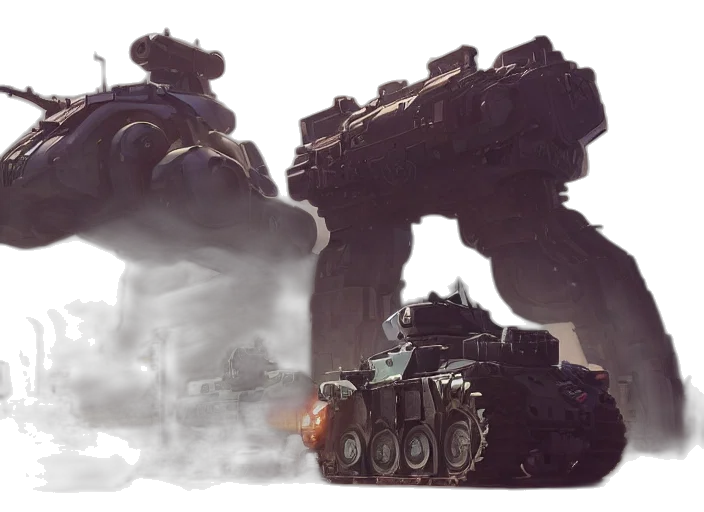 robot, weapon, concept art, 3d render transparent PNG cut-out