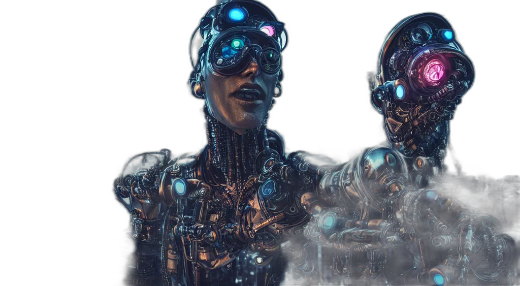 robot, cyberpunk, concept art, 3d render transparent PNG cut-out