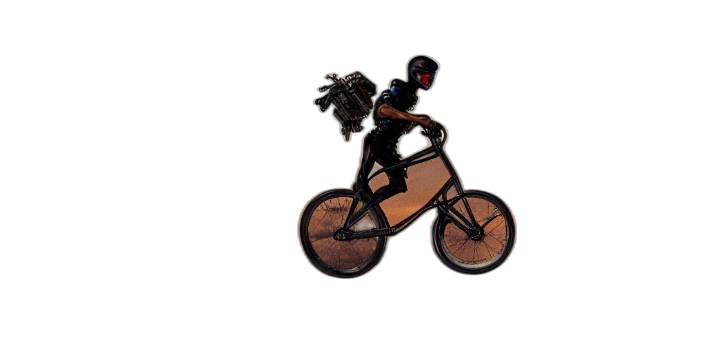 robot, 3d render, concept art, hoverbike transparent PNG cut-out