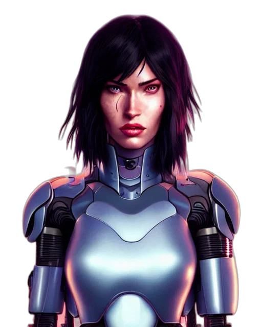 robot, face, concept art, cyberpunk transparent PNG cut-out