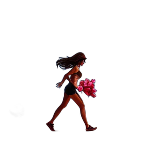 flower, dress, staff, hair transparent PNG cut-out