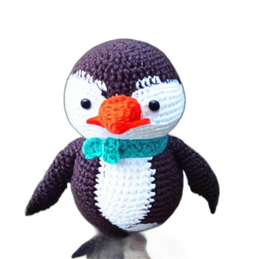pixel art, 3d render, crocheted, penguin transparent PNG cut-out