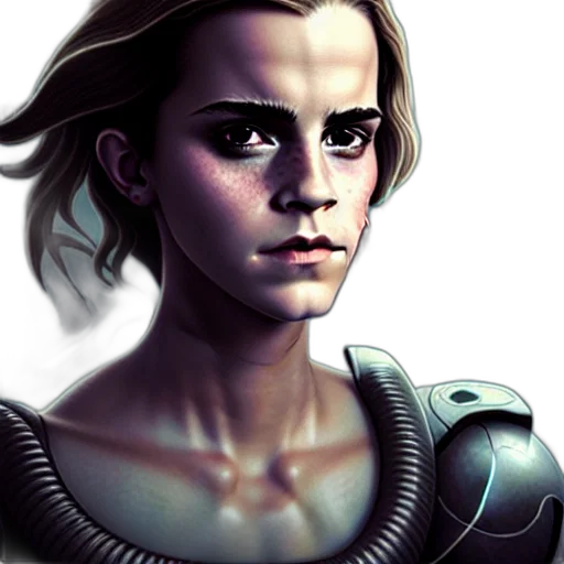 robot, face, concept art, photorealistic transparent PNG cut-out