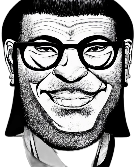 face, cartoon, comic book art, highly transparent PNG cut-out