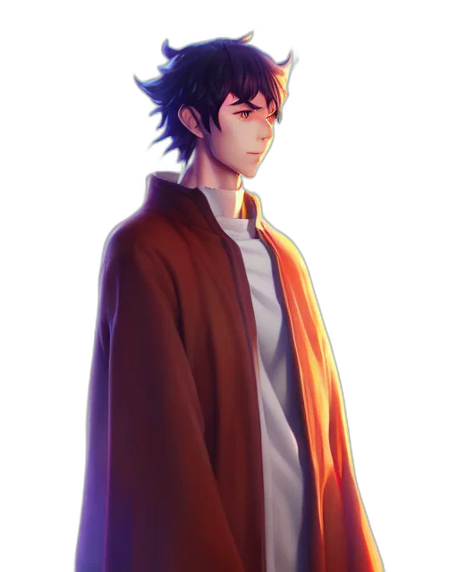 jacket, staff, creature, dragon transparent PNG cut-out