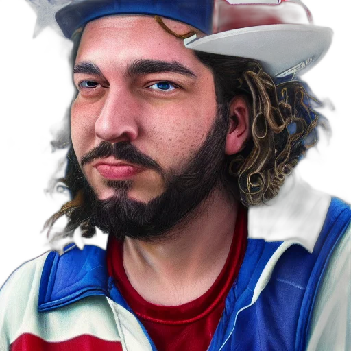 face, hat, jacket, staff transparent PNG cut-out