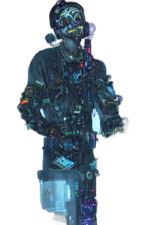 jacket, robot, staff, face transparent PNG cut-out