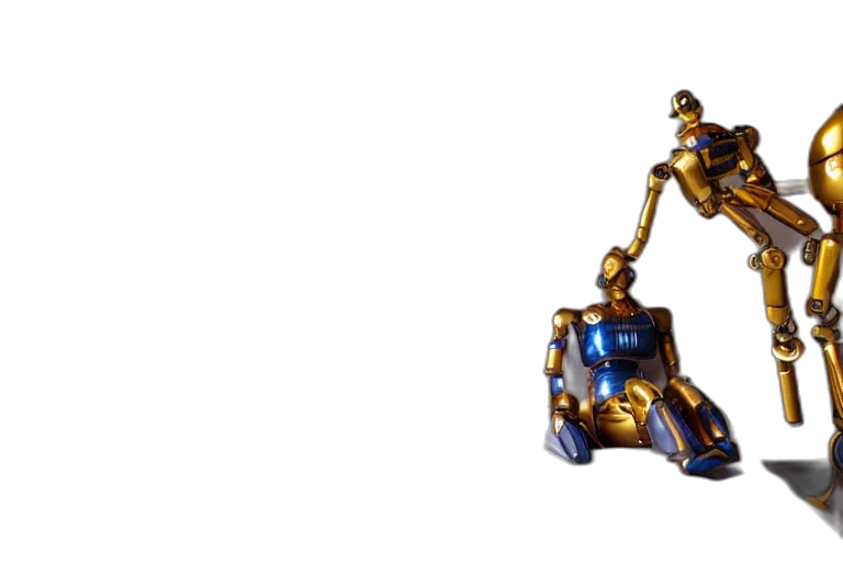 robot, weapon, staff, crown transparent PNG cut-out