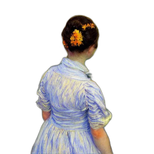 dress, flower, hair, staff transparent PNG cut-out
