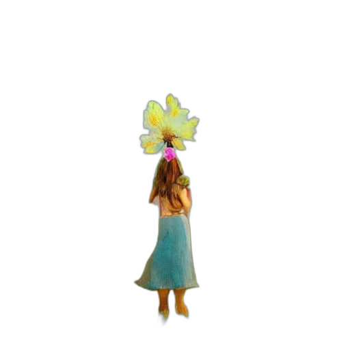 flower, staff, hat, dress transparent PNG cut-out