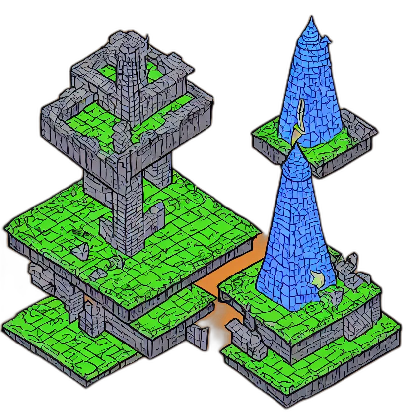 building, crown, tree, pixel art transparent PNG cut-out