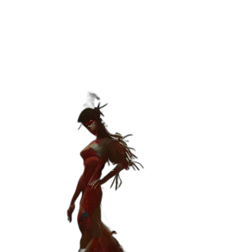 staff, dress, creature, hair transparent PNG cut-out