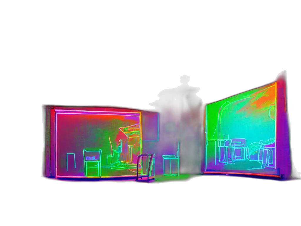 furniture, robot, 3d render, vaporwave transparent PNG cut-out