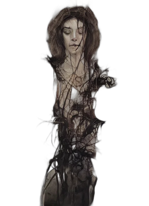 dress, hair, creature, face transparent PNG cut-out