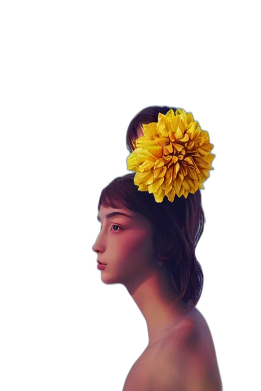 crown, flower, hat, face transparent PNG cut-out